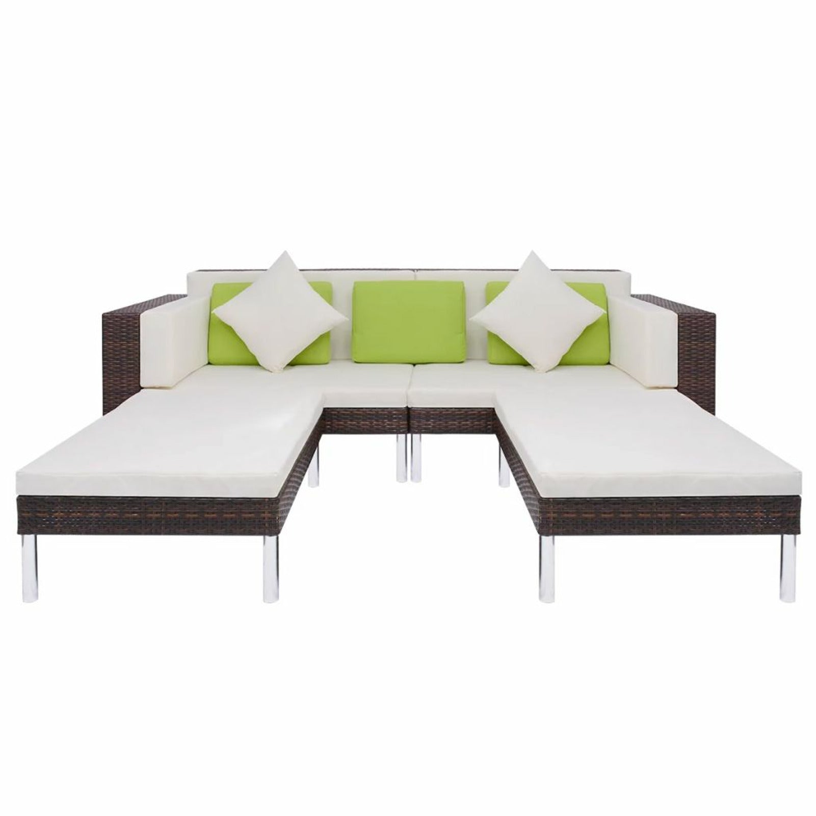 4 Piece Outdoor Conversation Set Brown Poly Rattan Sectional Sofa Set F3595