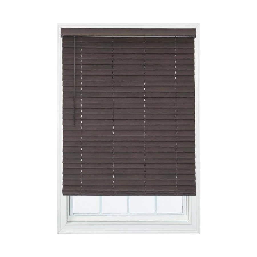 Cordless Brown Faux Wood Room Darkening Horizontal Blinds C153