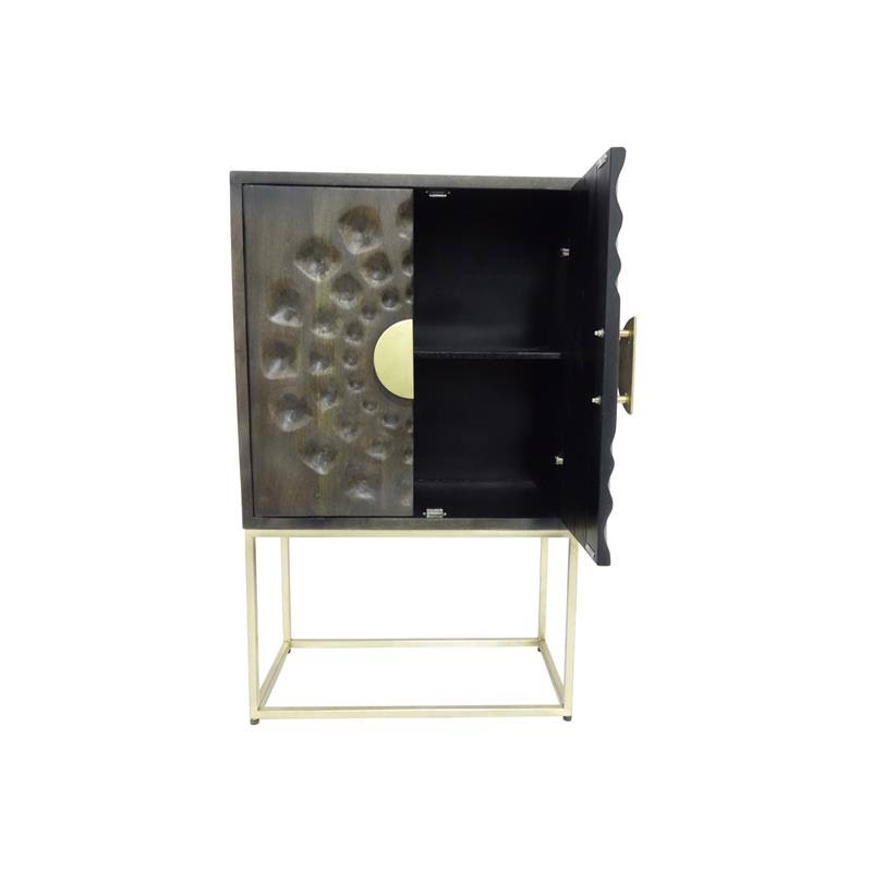 Solid Mango Wood Cabinet - Gray R36562