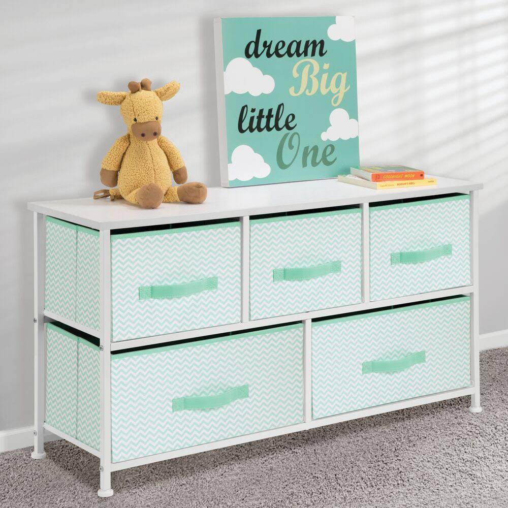 Mint/White Kids Dresser Cabinet Storage Organizer Unit X9036