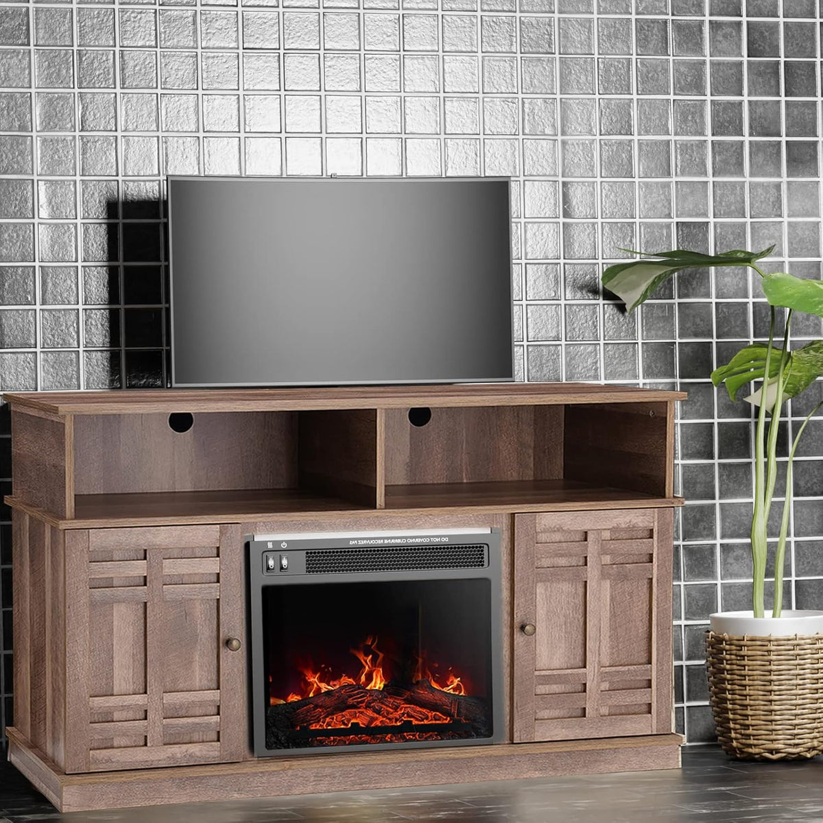 Electric Fireplace TV Stand with Heater for TVs up to 50 Inch J9885