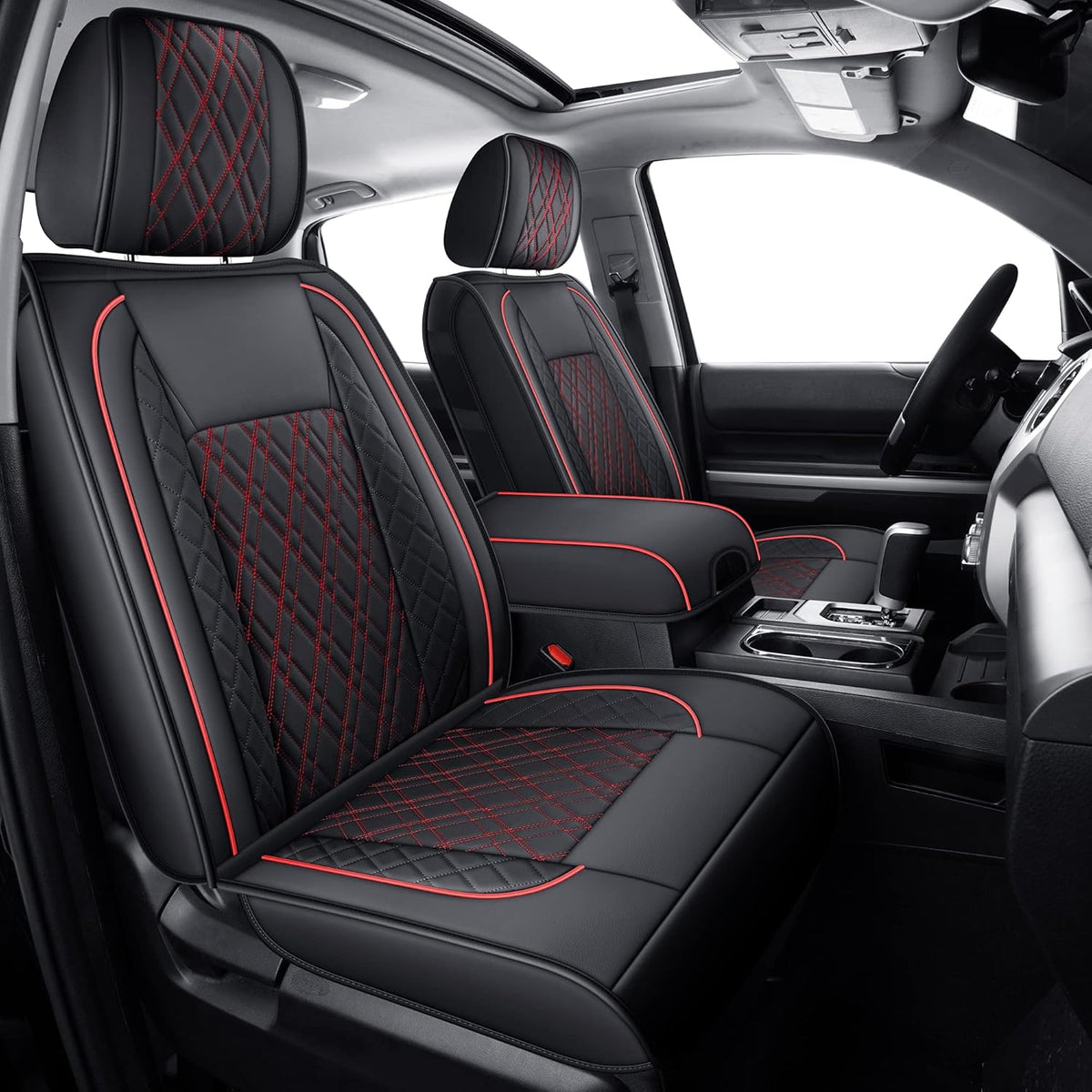 Black & Red Faux Leather Seat Covers H2949