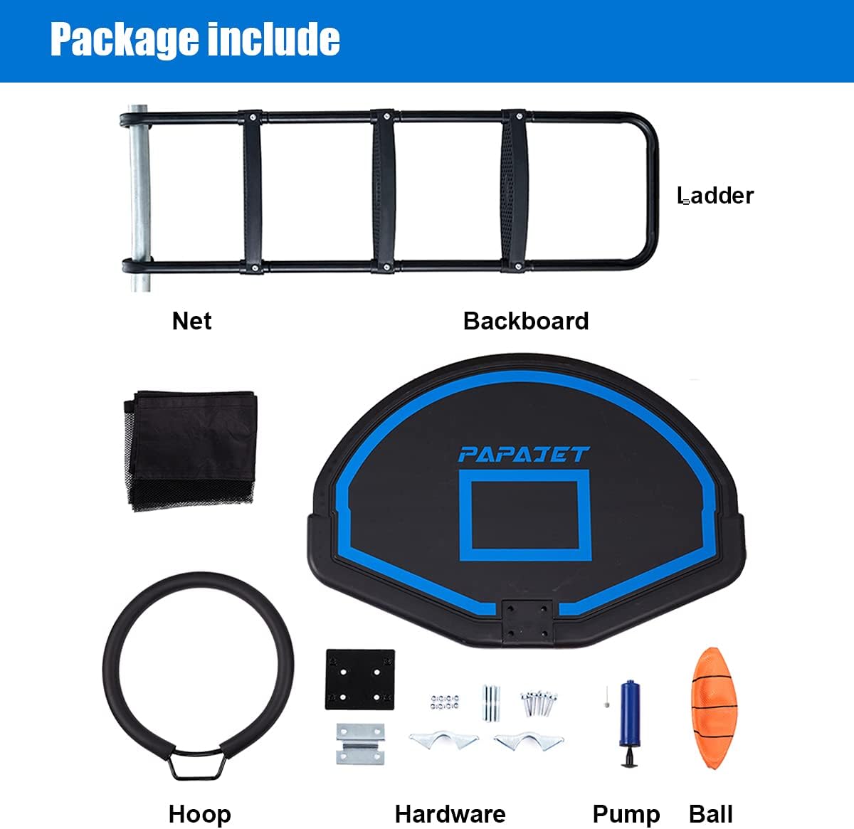 Trampoline Basketball Hoop & 3-Step Trampoline Ladder for Straight Pole, Pack of 2 B200655