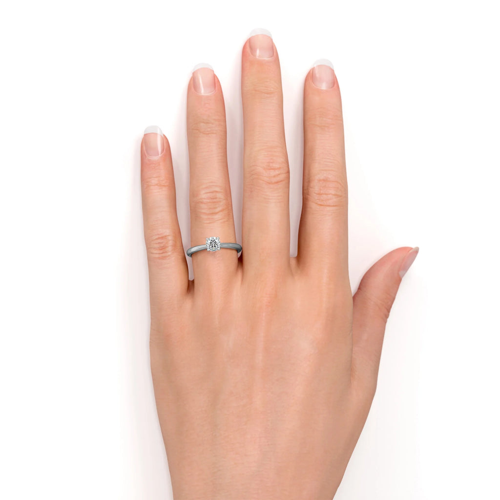 18K White Gold over Silver Round Cut Engagement Ring S629