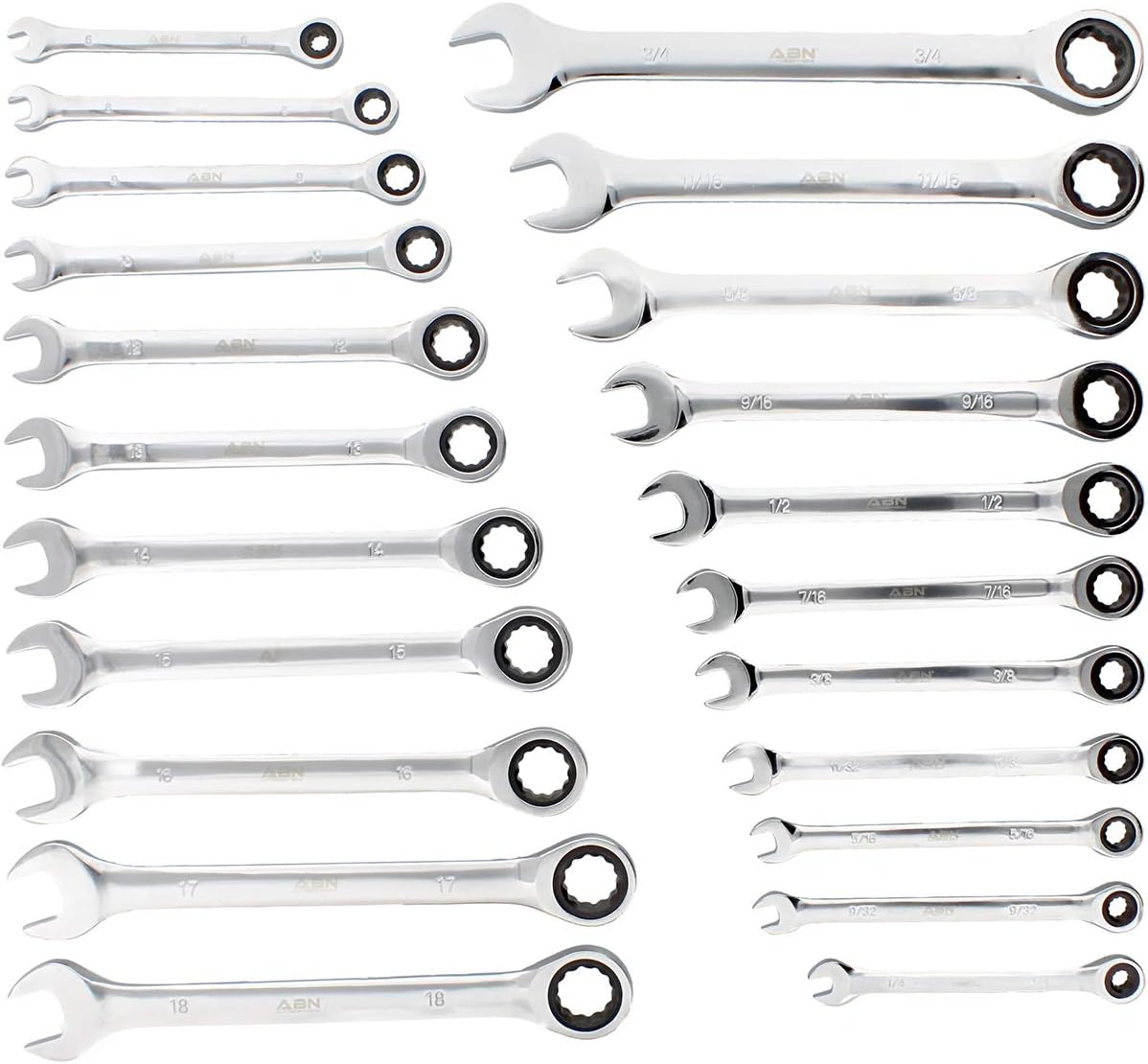 22 Pc Ratcheting Wrench Set with Travel Pouch L560