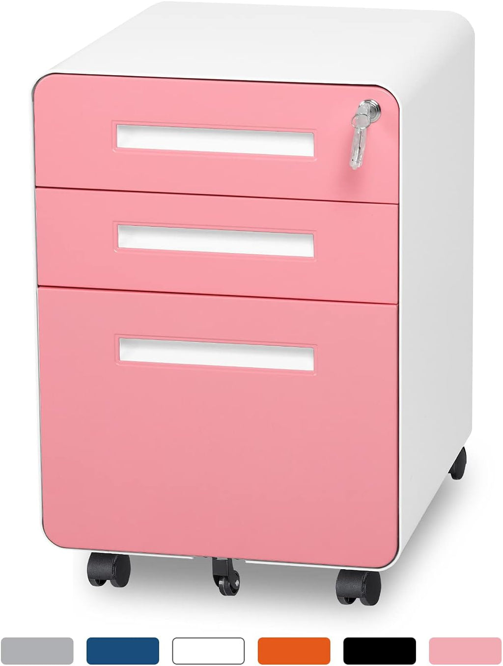 Blue 3 Drawer Metal File Cabinet with Lock C8840