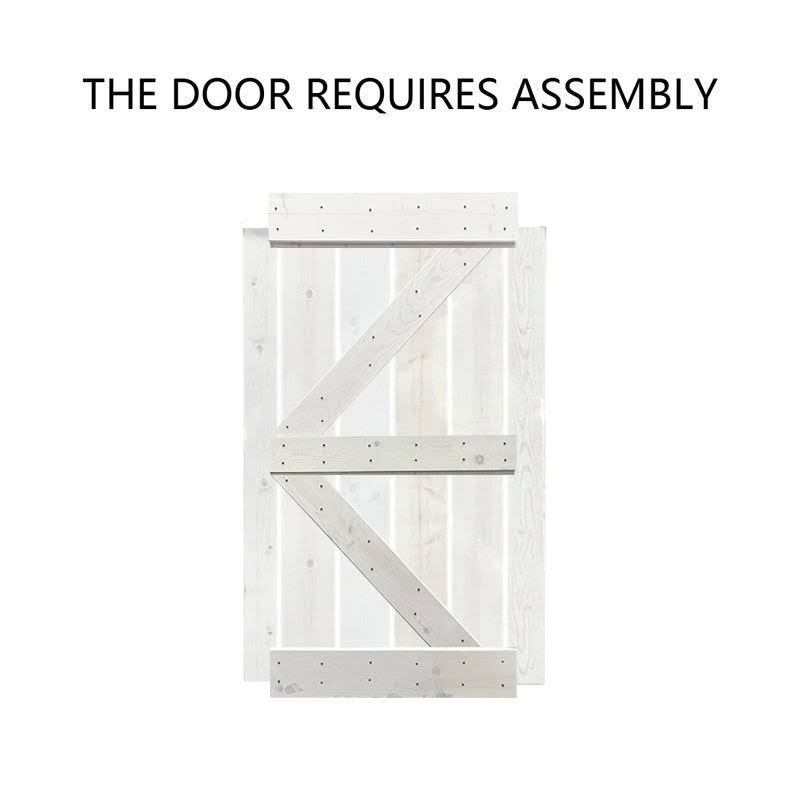 Solid Espresso Stained Knotty Pine Wood Interior Sliding Barn Door with Hardware Kit K77227