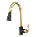 Brushed Gold/Matte Black Pull Down Single Handle Kitchen Faucet X2757