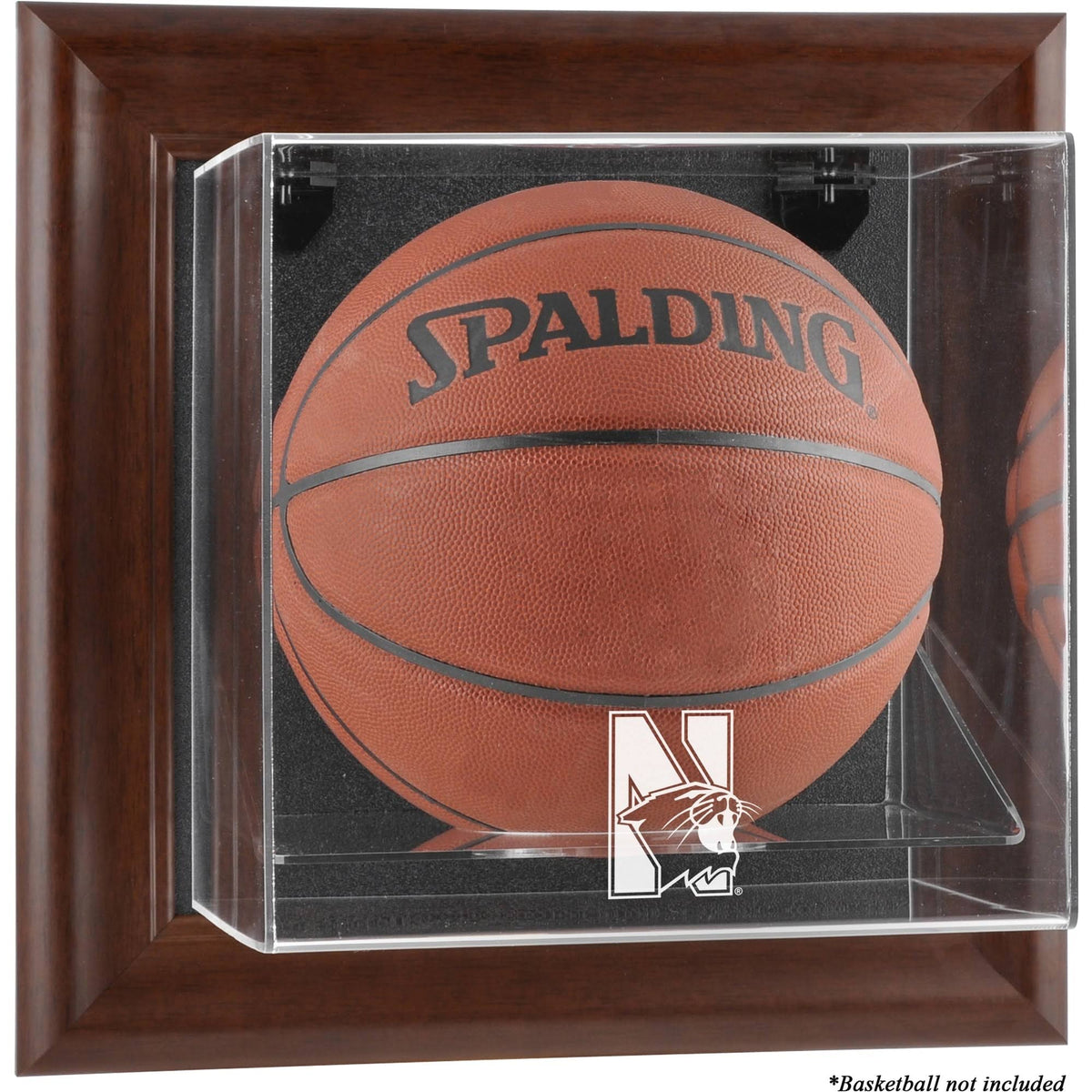 Brown Framed Wall Mountable Basketball Display Case W4381