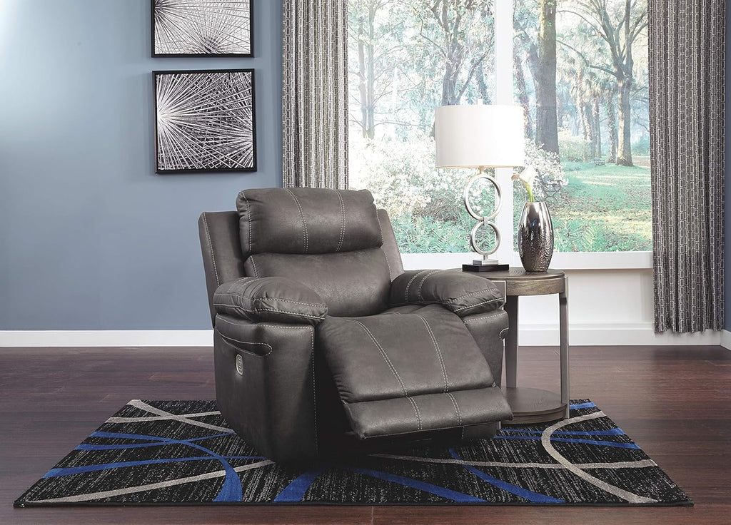 Faux Leather Power Recliner with Adjustable Headrest, Gray X8253