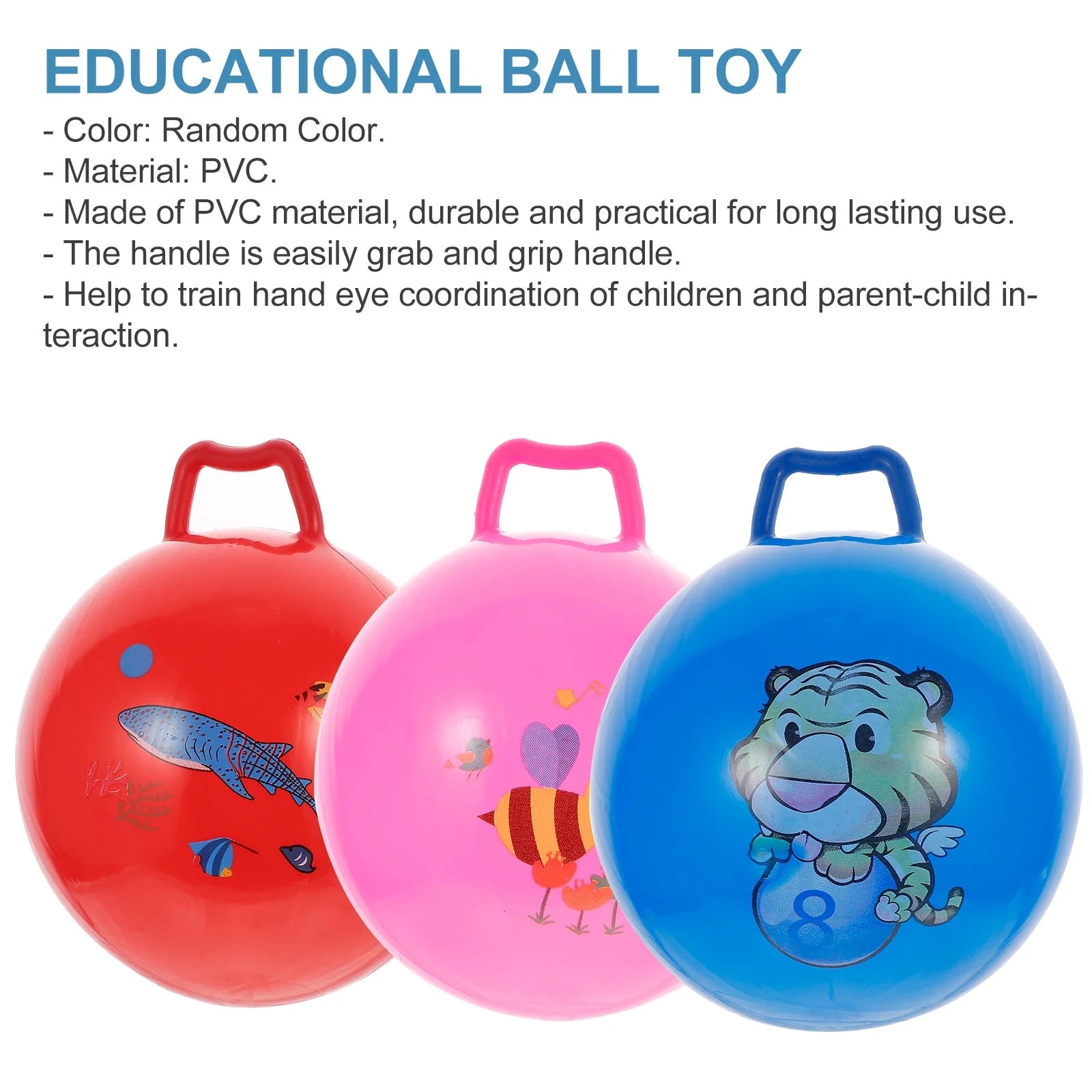 3Pcs Inflatable Hopper Balls with Handle Y86397