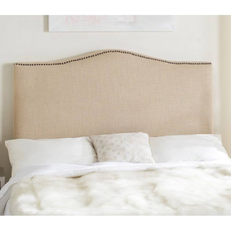 Taupe Brass Nailhead Headboard (Full) E599