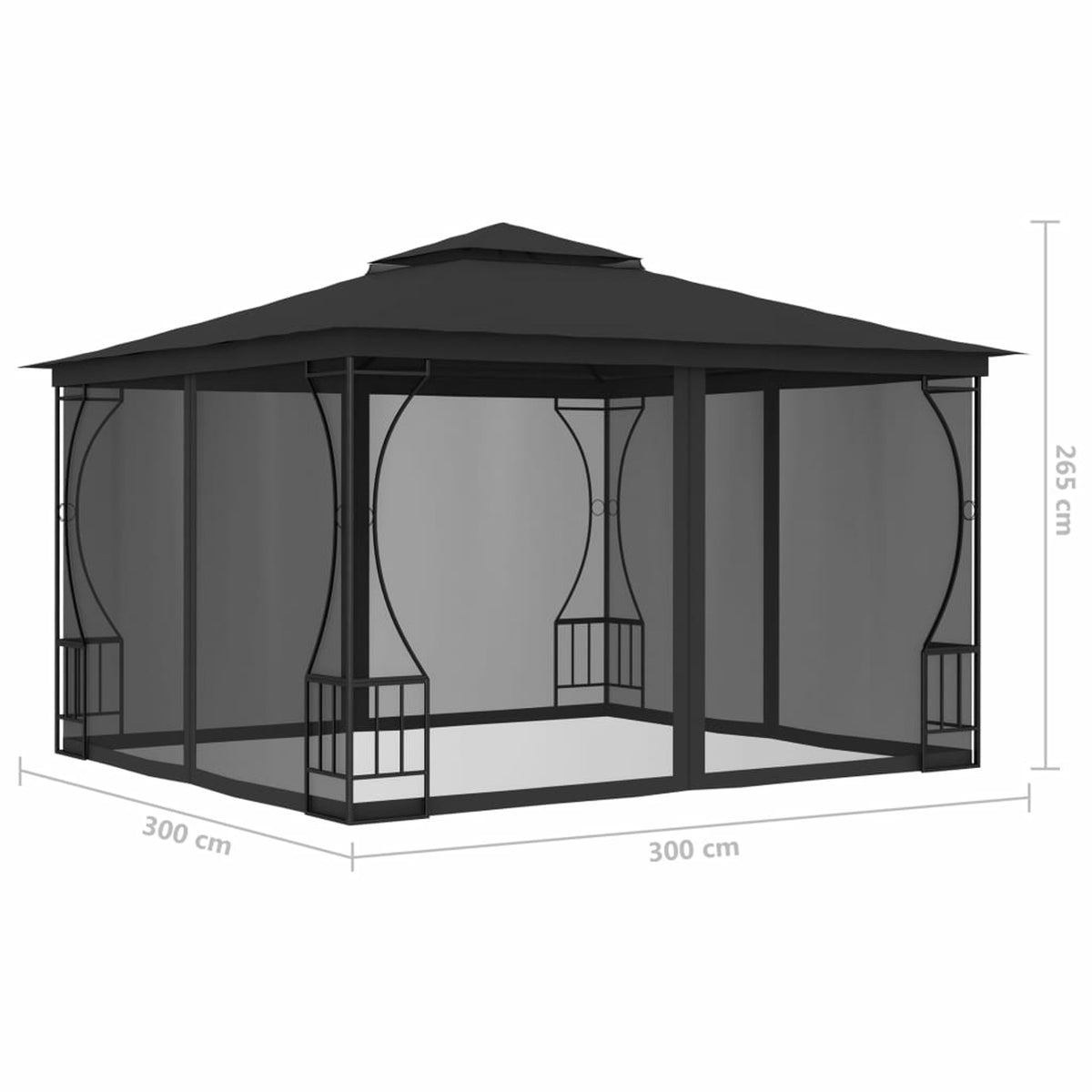 Gazebo with Nets 9.8'x9.8'x8.7' Anthracite P894621