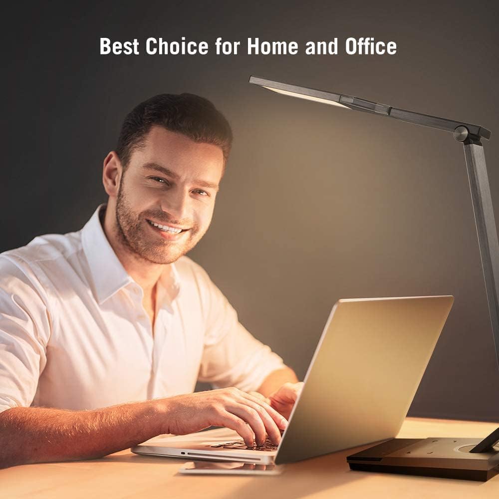 Metal LED Desk Lamp with Fast Wireless Charger, 5V/2A USB Port, Touch Control Q596349