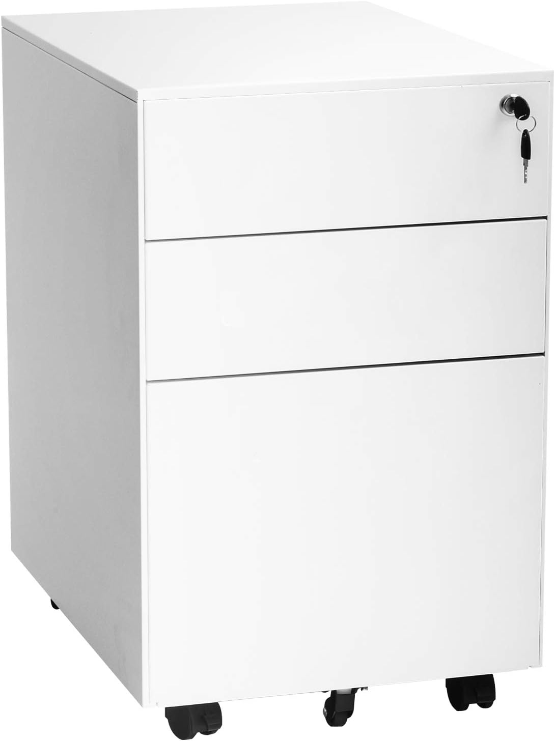 Black 3 Drawer Mobile File Cabinet with Wheels T444812