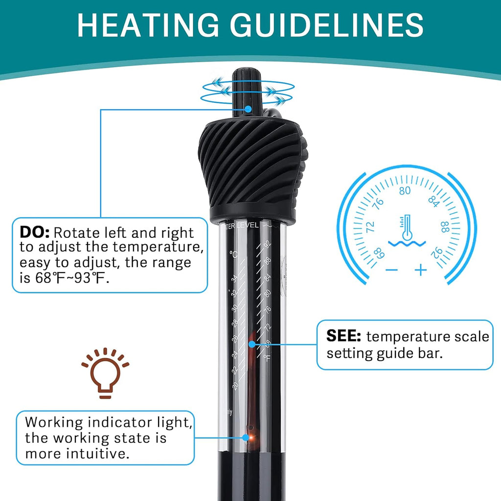50W Submersible Aquarium Heater with Adjust Knob Suction Cup V986