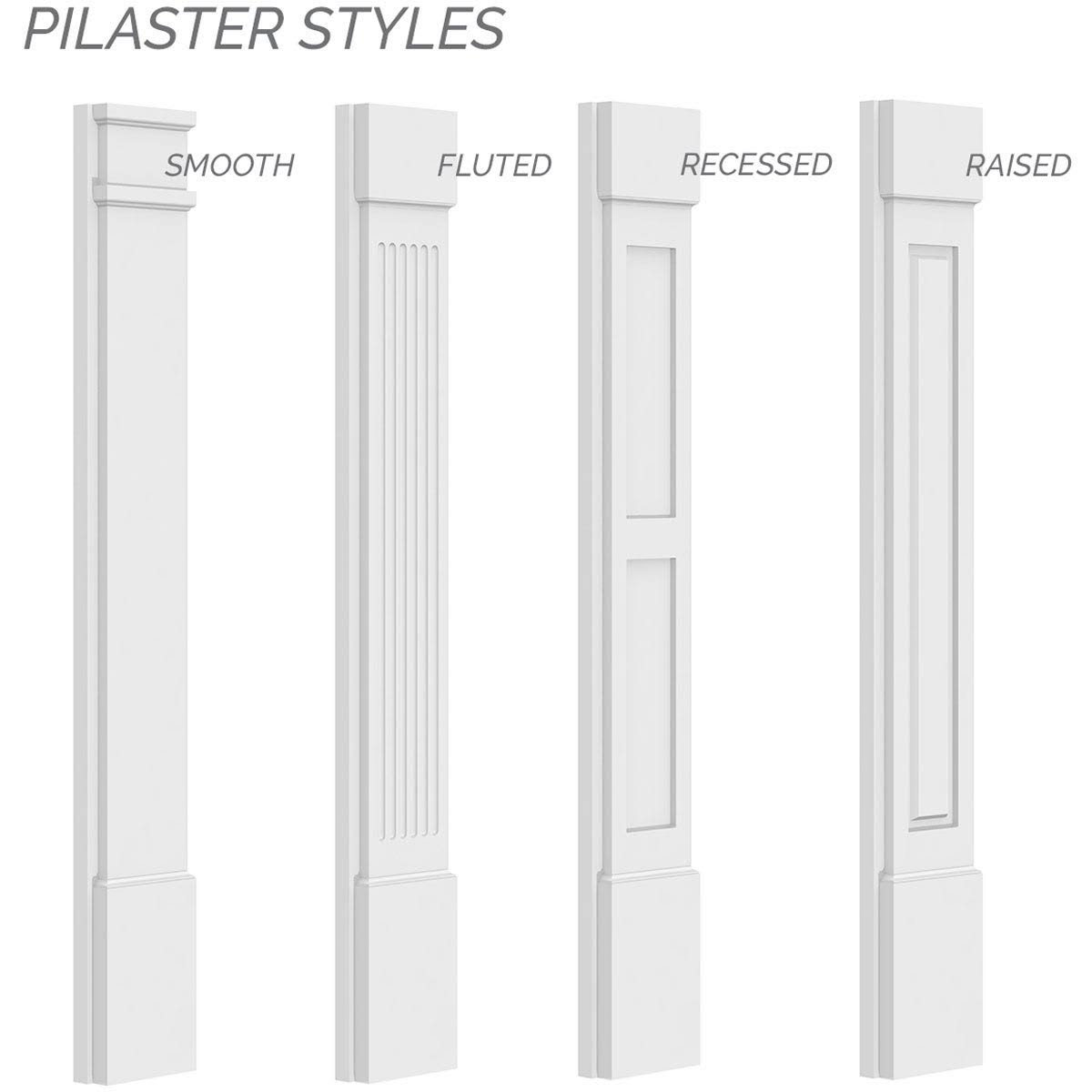 Raised Panel PVC Pilaster with Capital and Base (Pair) A80093
