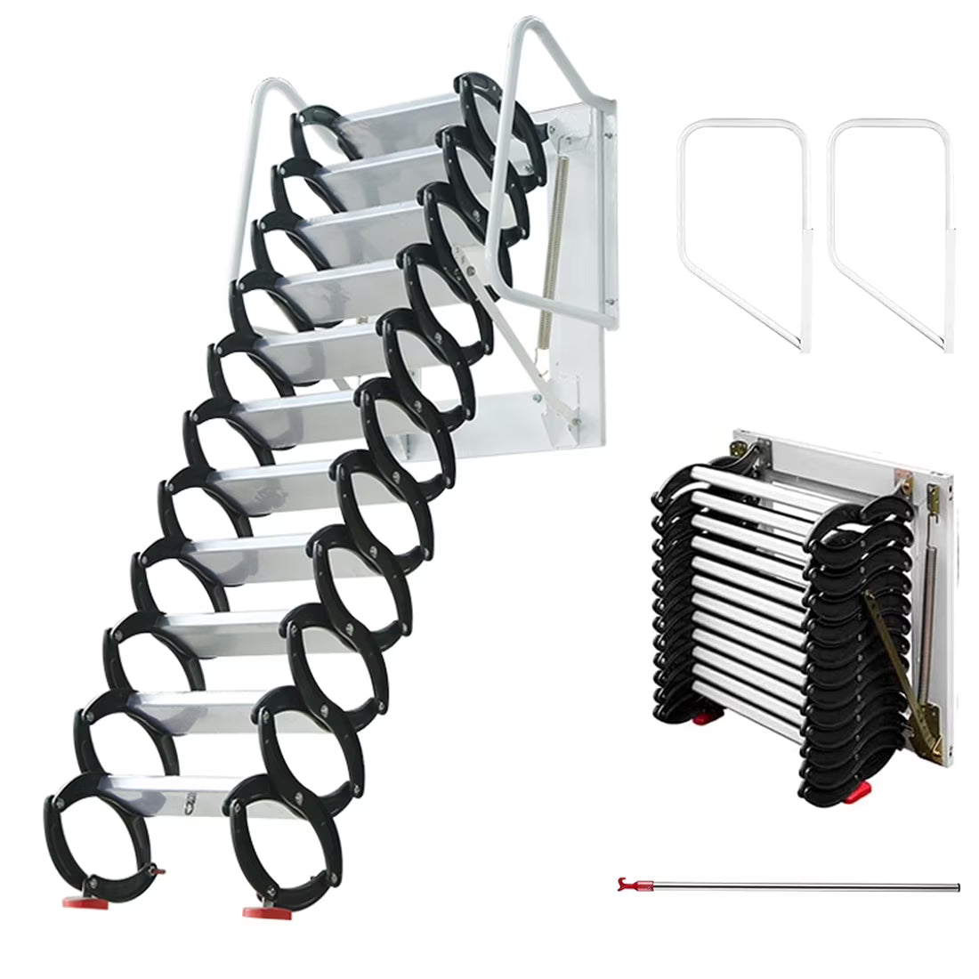 Black-White Al-mg Alloy Wall Mounted Folding Attic Ladder Y289