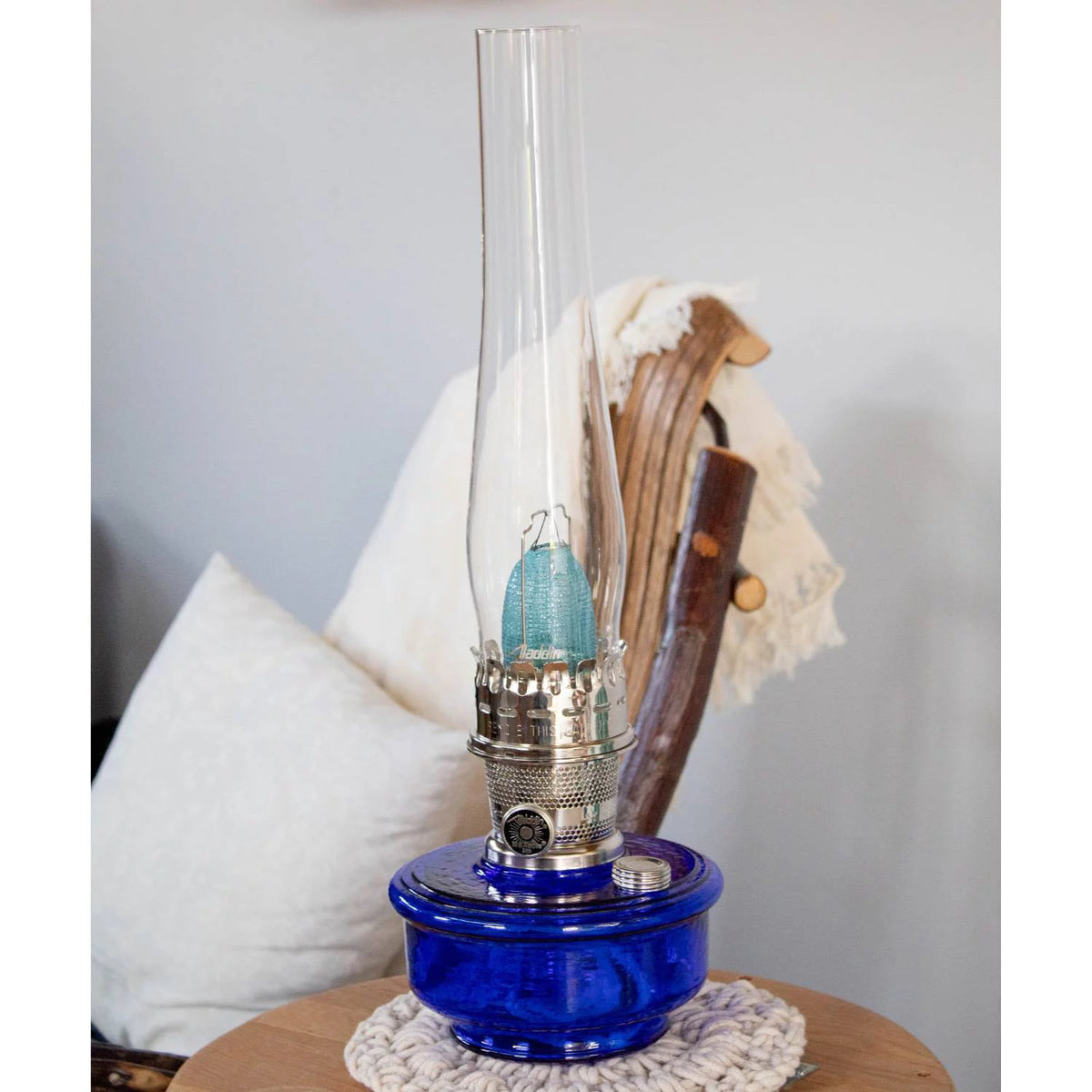 Cobalt Blue Glass Oil Lamp T63460