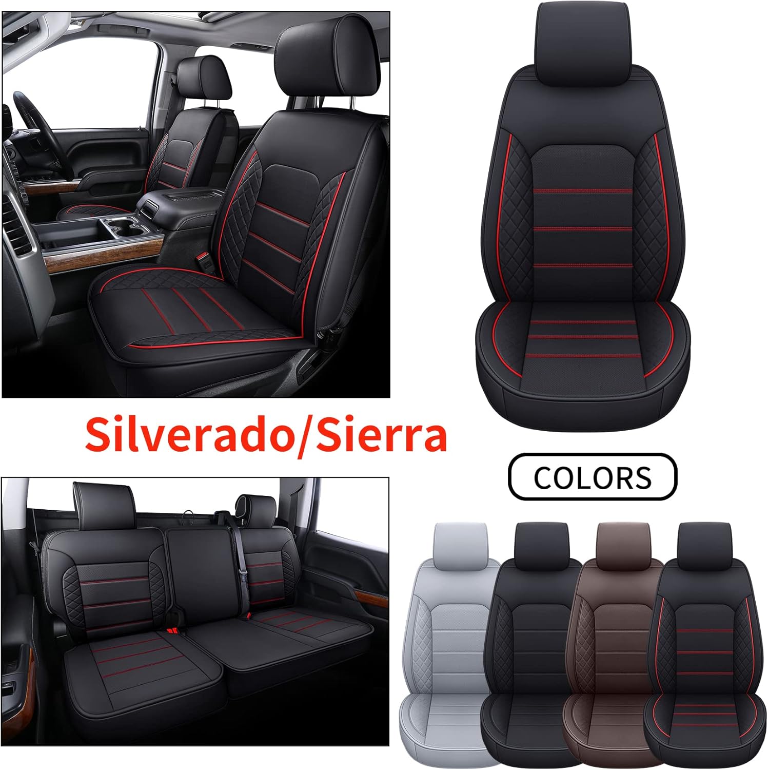 Black Faux Leather Full Set Seat Covers E8083