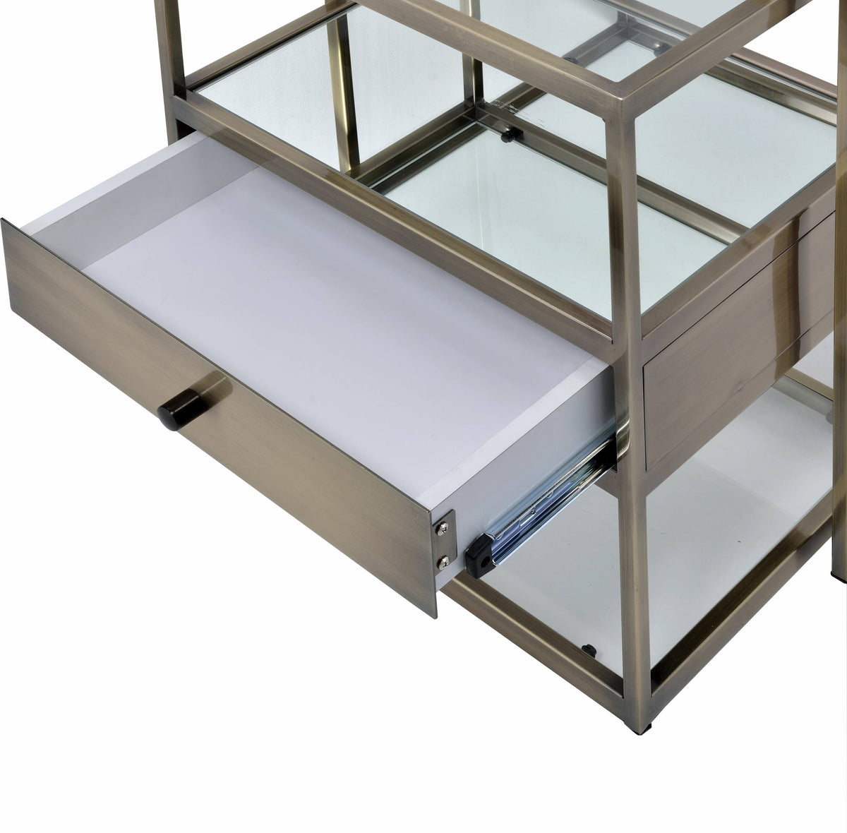 2 Piece Nesting Tables Set Antique Brass Clear Glass O785044
