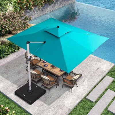 Turquoise Blue Rectangular Cantilever Umbrella E125381