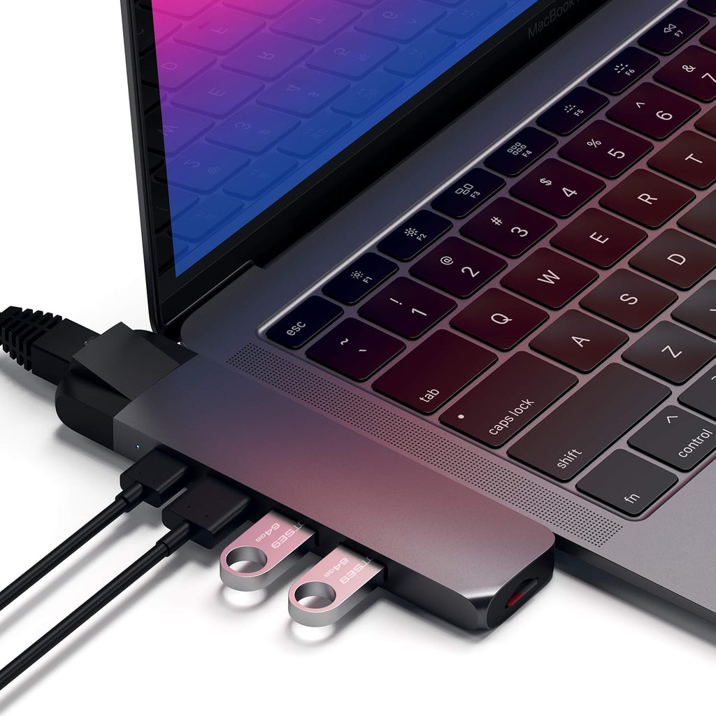 Type-C Hub Adapter with Ethernet, 4K HDMI, USB-C PD, Gigabit Ethernet, USB 3.0, Micro SD Card Slot (Silver) T48298
