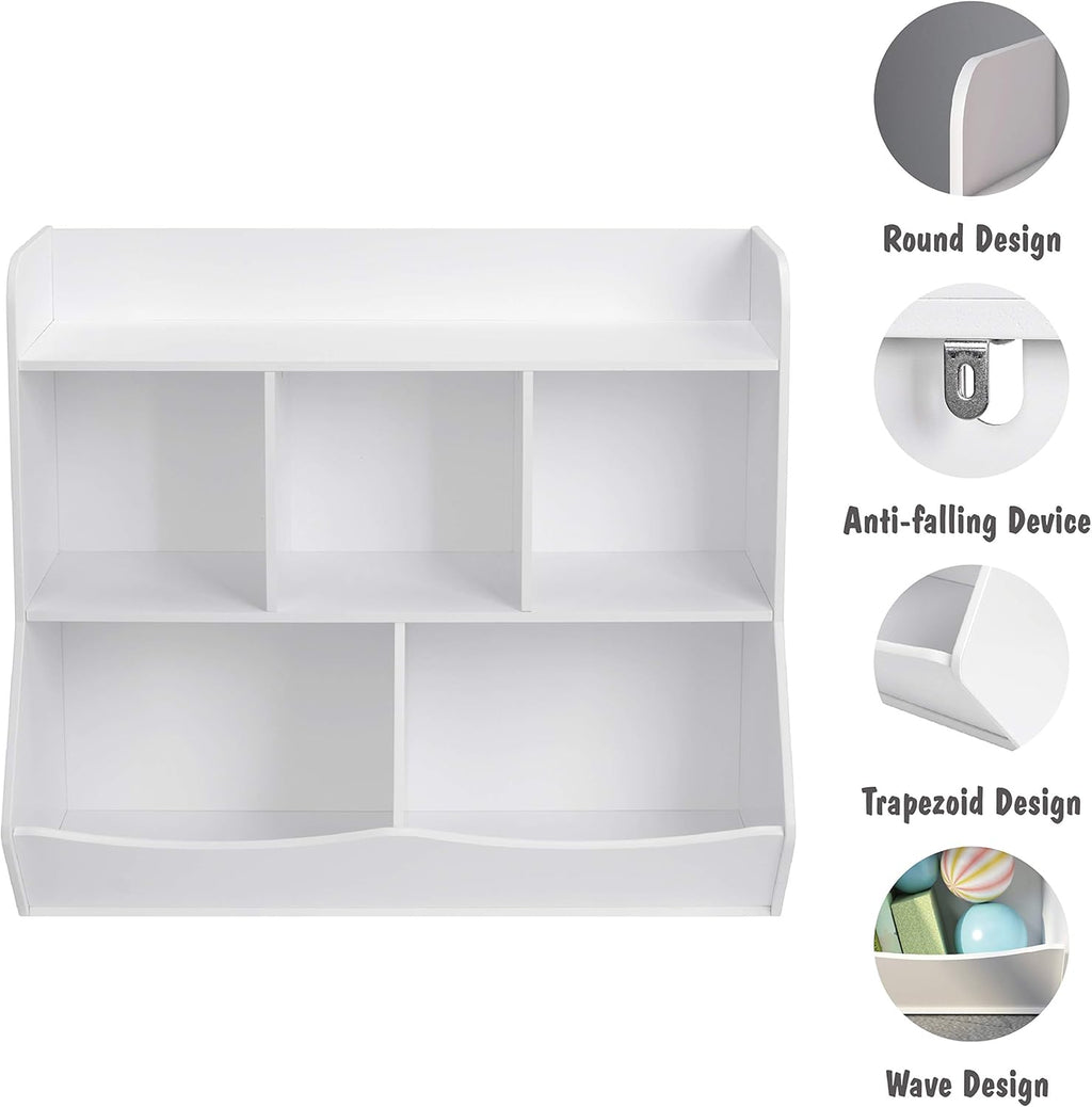 White Toy Storage Organizer with Bookcase R19211
