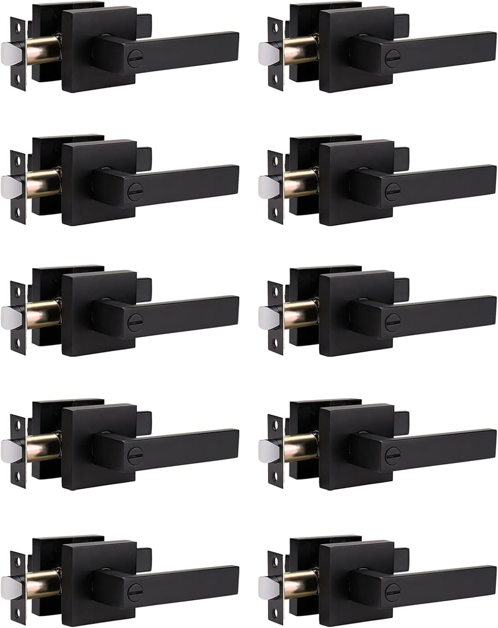 Matte Black Privacy Door Lever with Lock D4582
