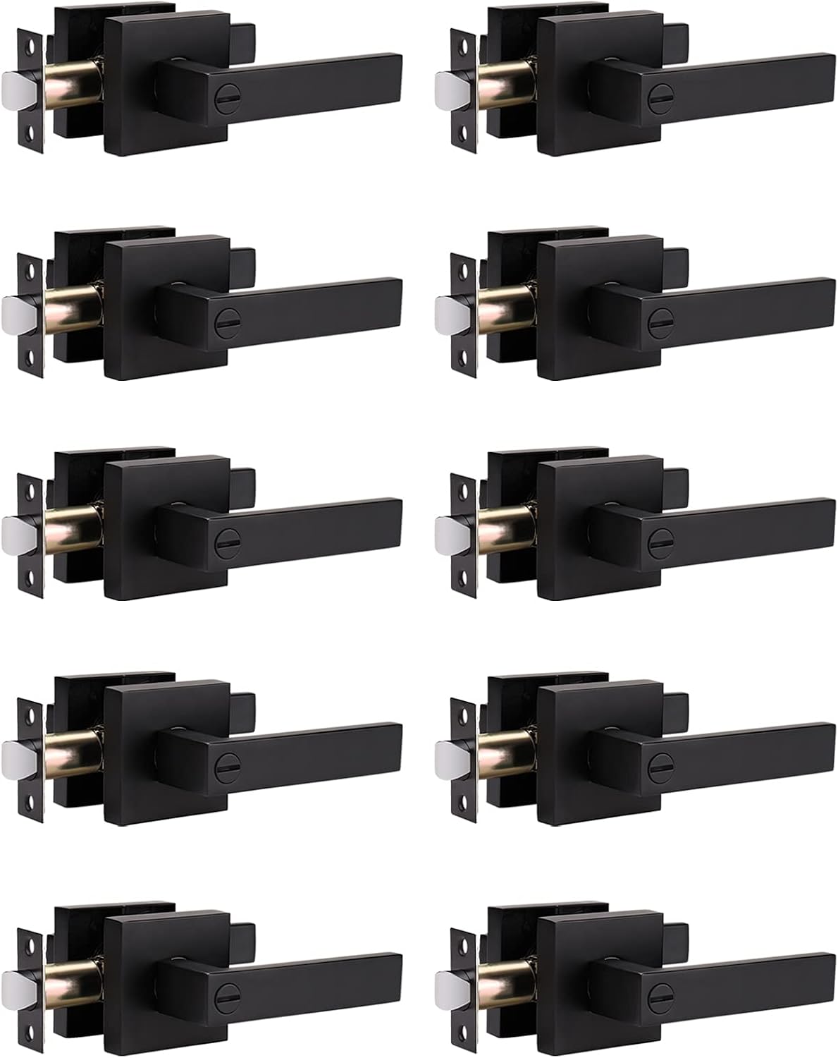 Matte Black Privacy Door Lever with Lock D4582