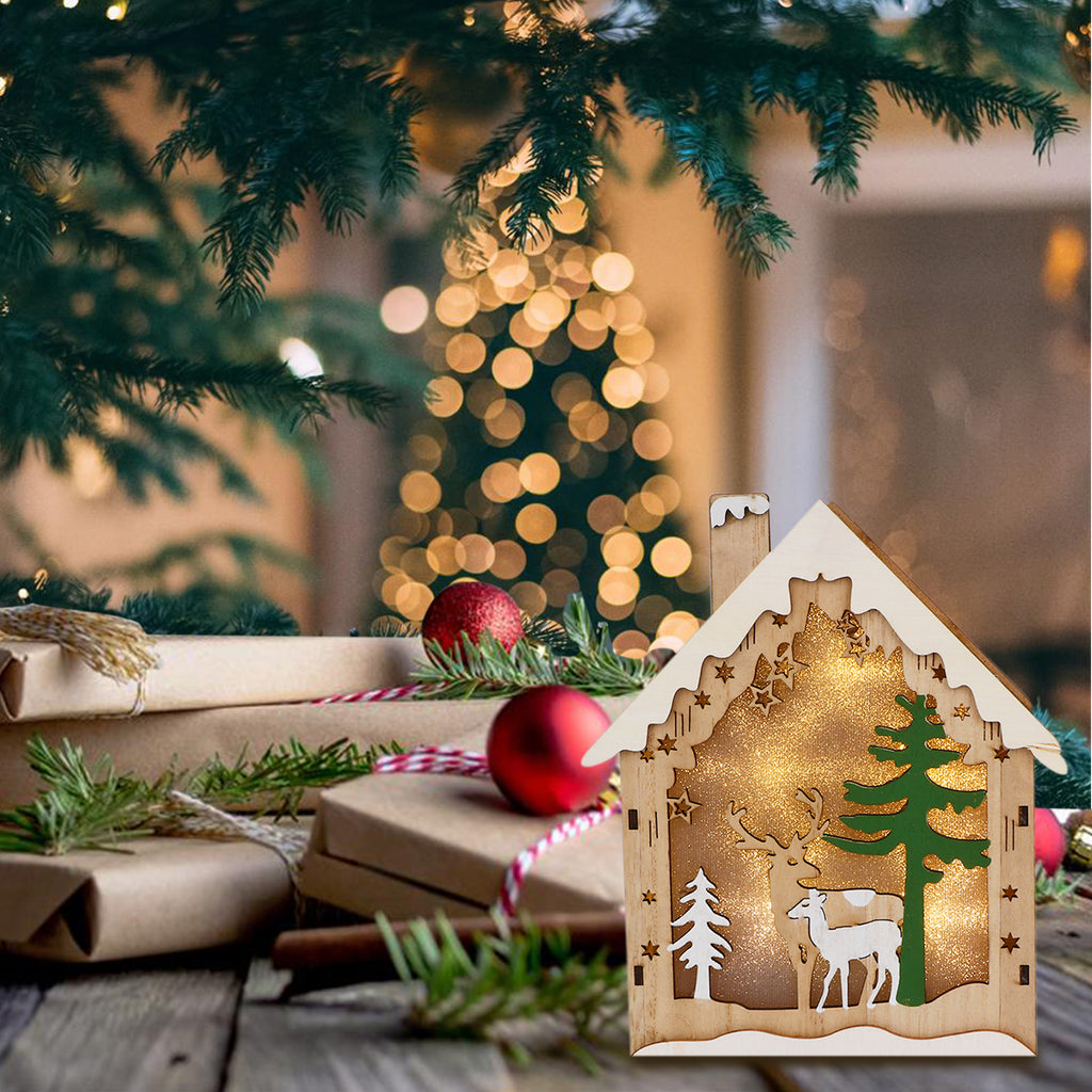 Wooden Mini House Kit with Deer W99777