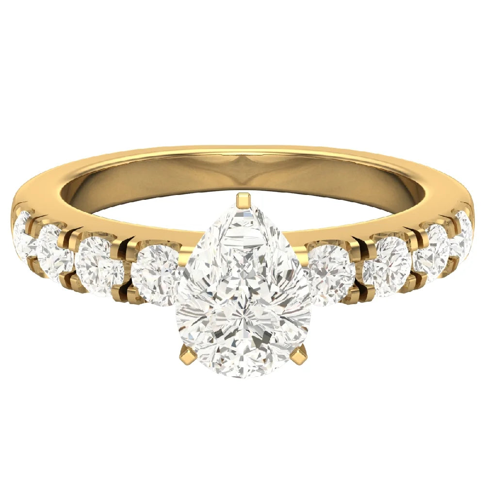 Pear Cut Solitaire Diamond Ring 14K Gold 1.20 Carat P306831