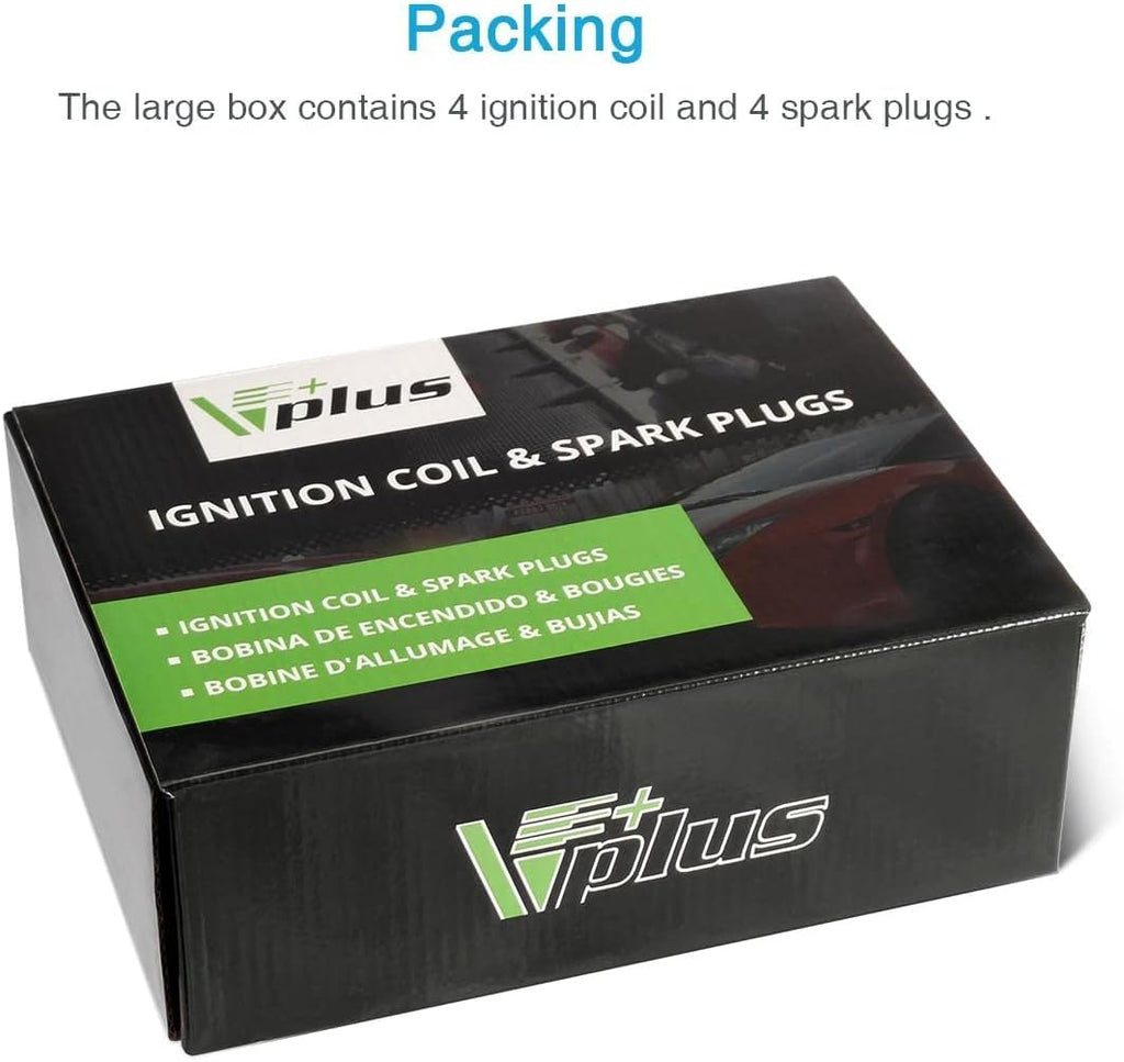 Set of 4 Ignition Coils & Spark Plugs Compatible with Kia Rio Hyundai Accent 1.6L E968470