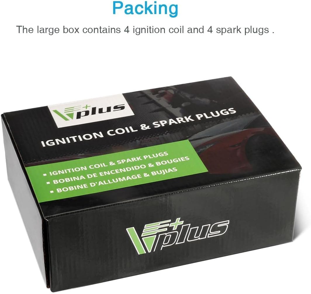 Set of 4 Ignition Coils & Spark Plugs Compatible with Kia Rio Hyundai Accent 1.6L E968470