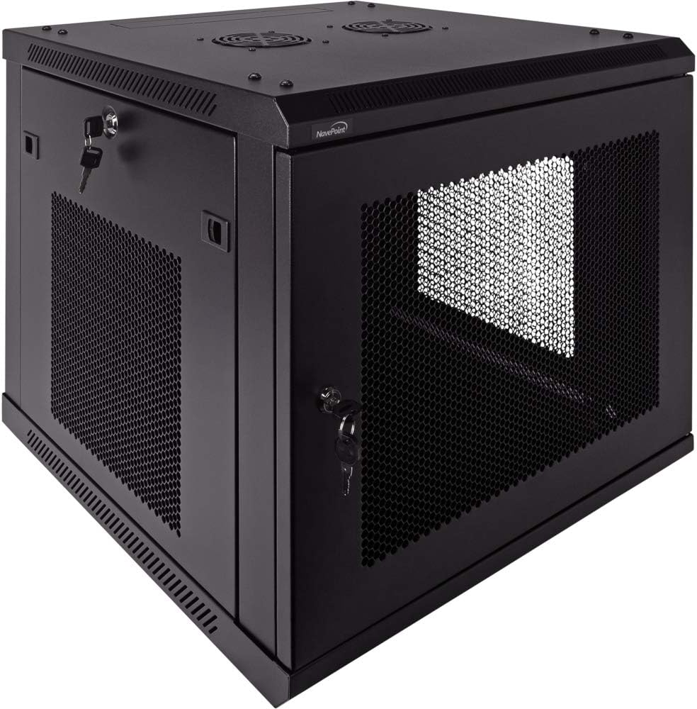 9U Wallmount Cabinet Enclosure 19-Inch Server Network Rack with Locking Perforated Door Black C796860