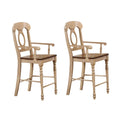 Two Tone Light Wood Counter Height Barstool with Arms, Set of 2 D90251