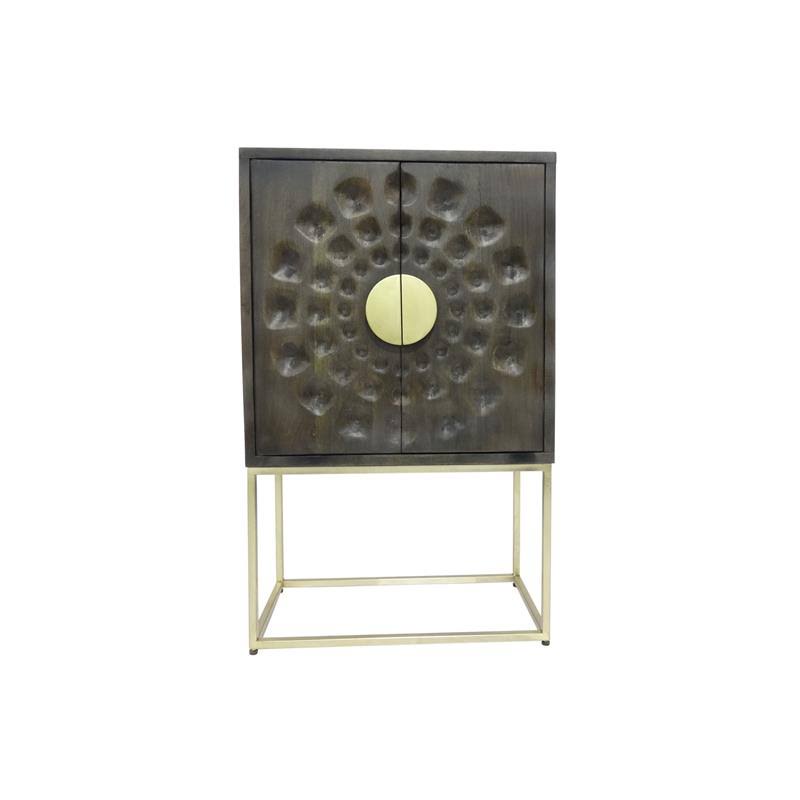 Solid Mango Wood Cabinet - Gray R36562