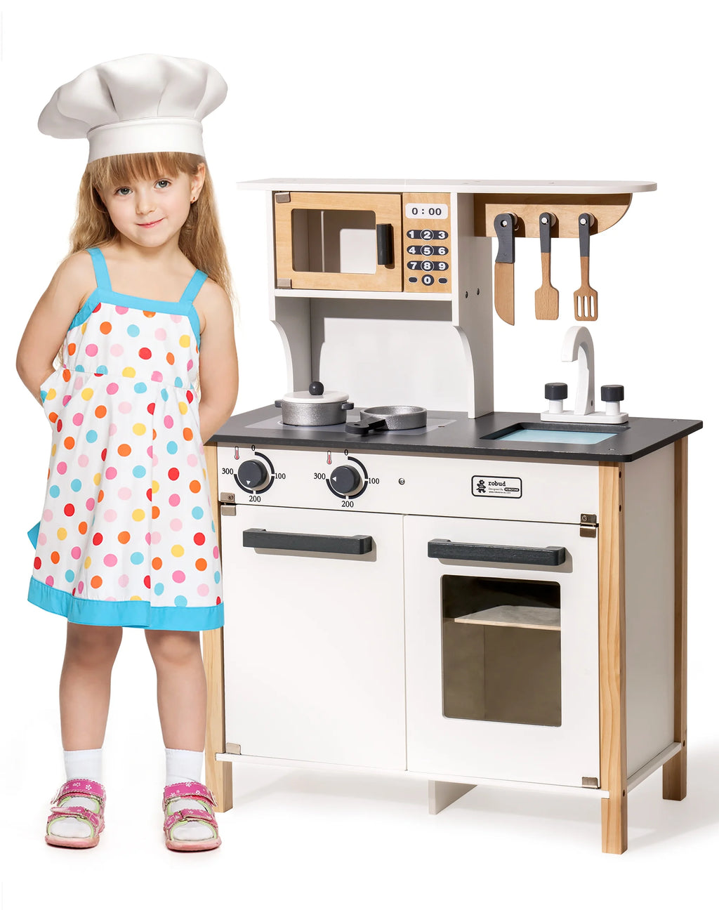 White Pretend Wooden Kitchen Play Set P417