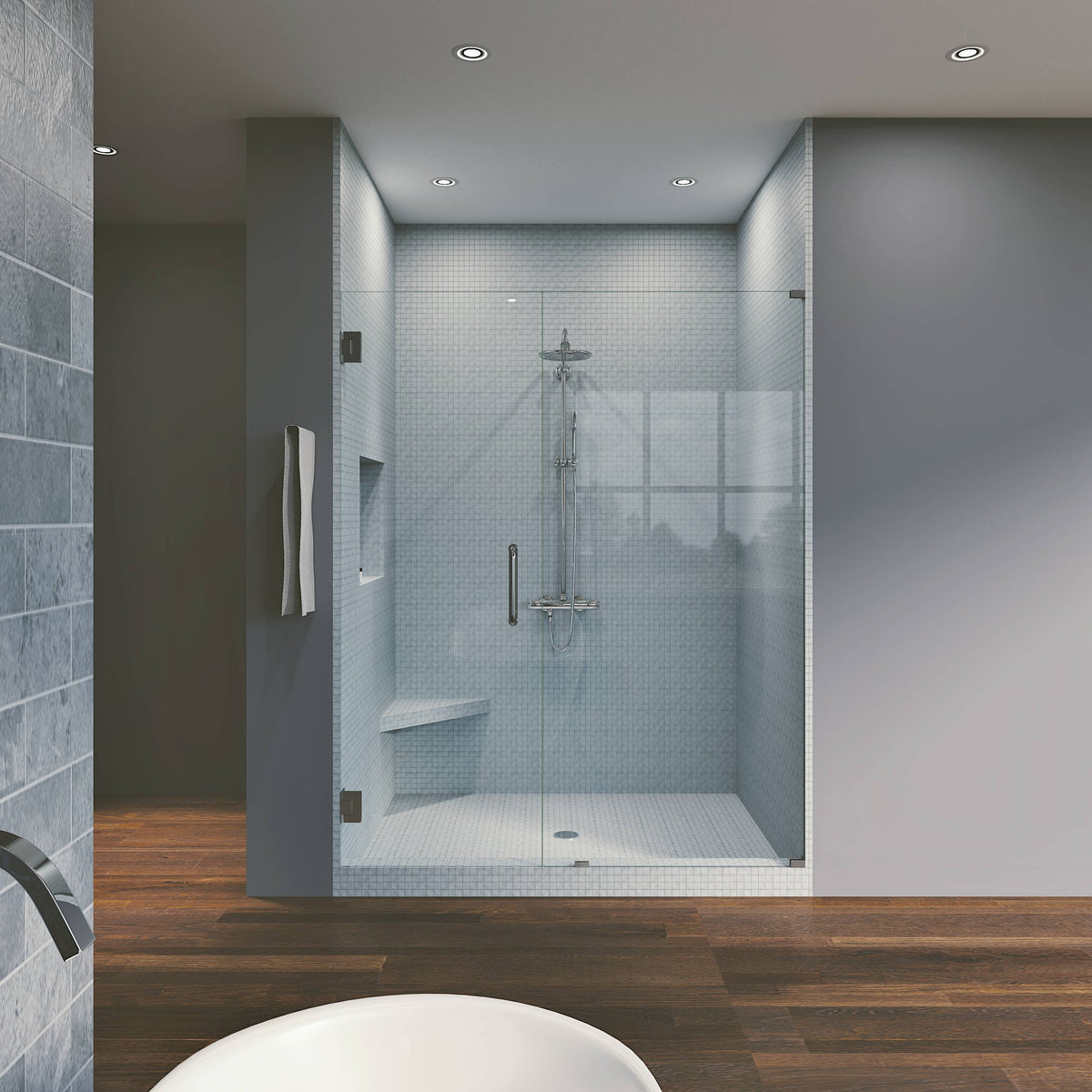 Brushed Nickel Frameless Hinged Shower Door K628449