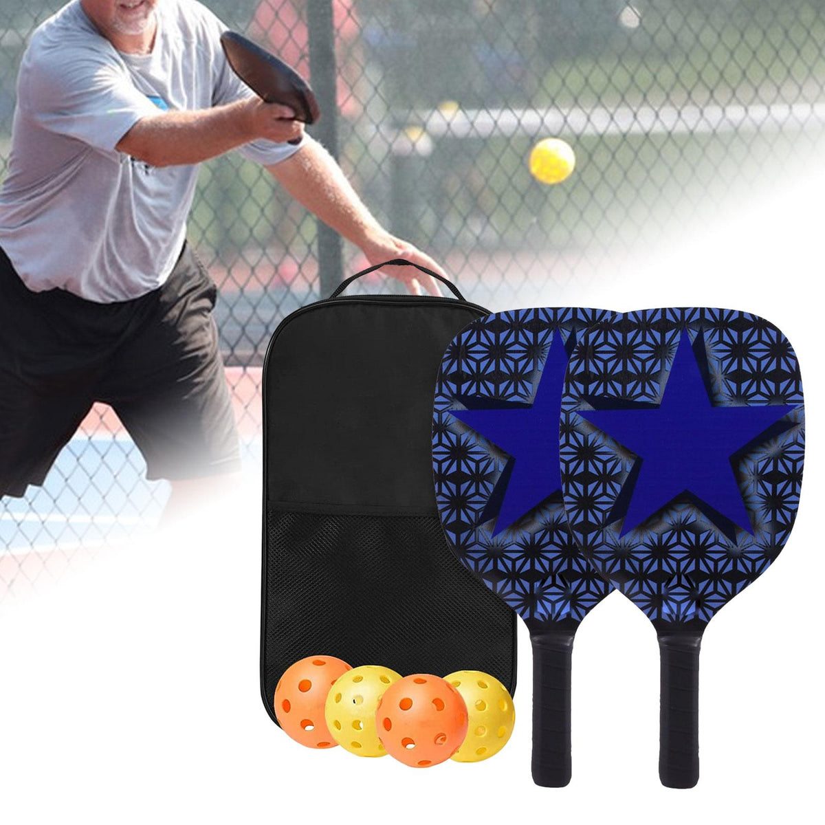 Pickleball Paddle Set with Cover Bag, 4 Balls, Comfort Grip M46445