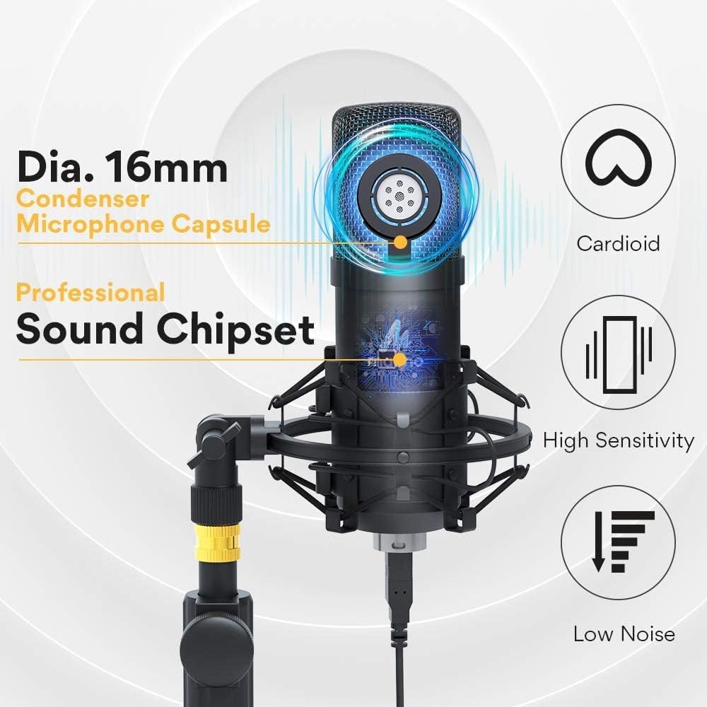 USB Microphone Kit 192KHZ/24BIT with Aluminum Organizer Storage Case, Cardioid Mic, Pack of 2 K5625