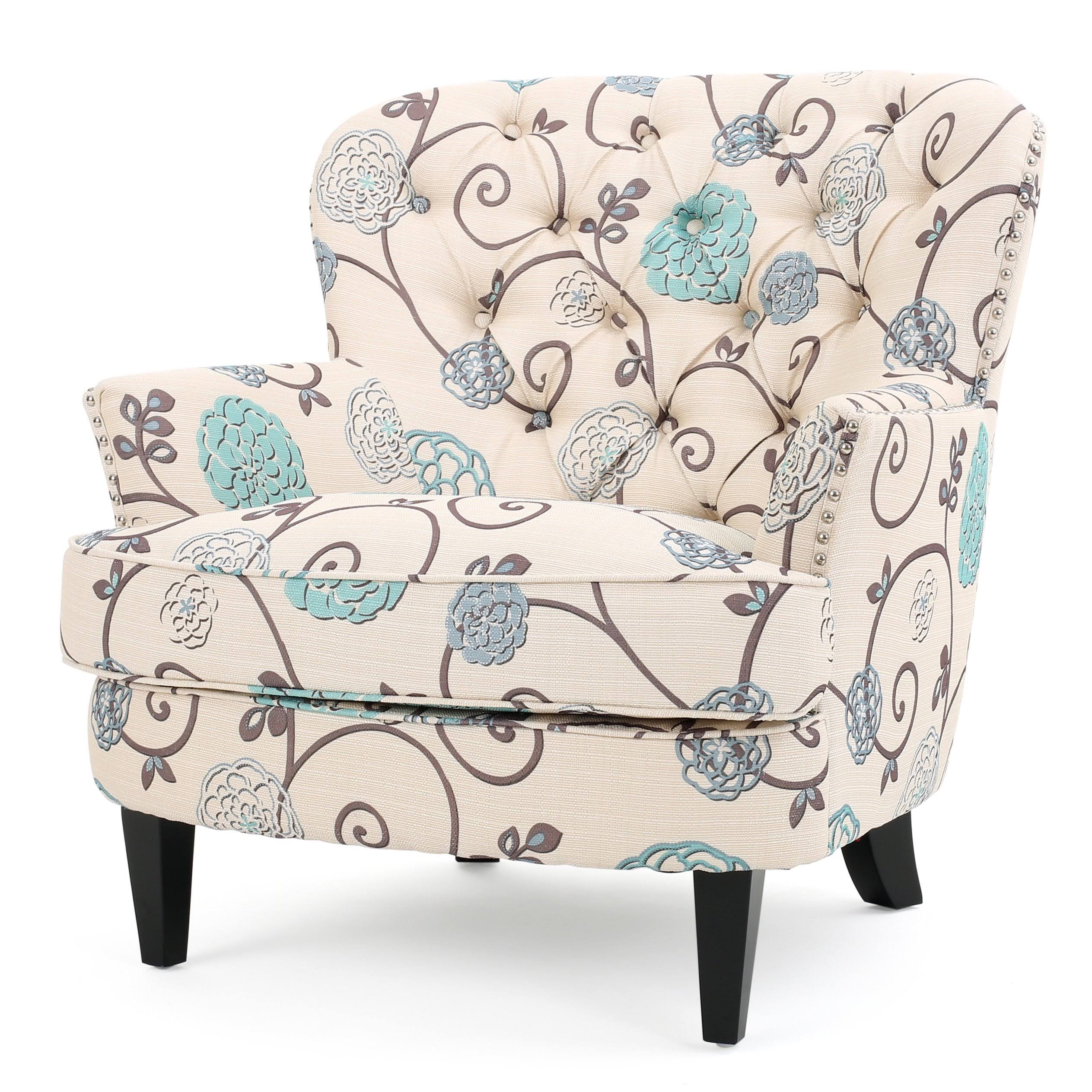 Grey Tufted Fabric Club Chair E441