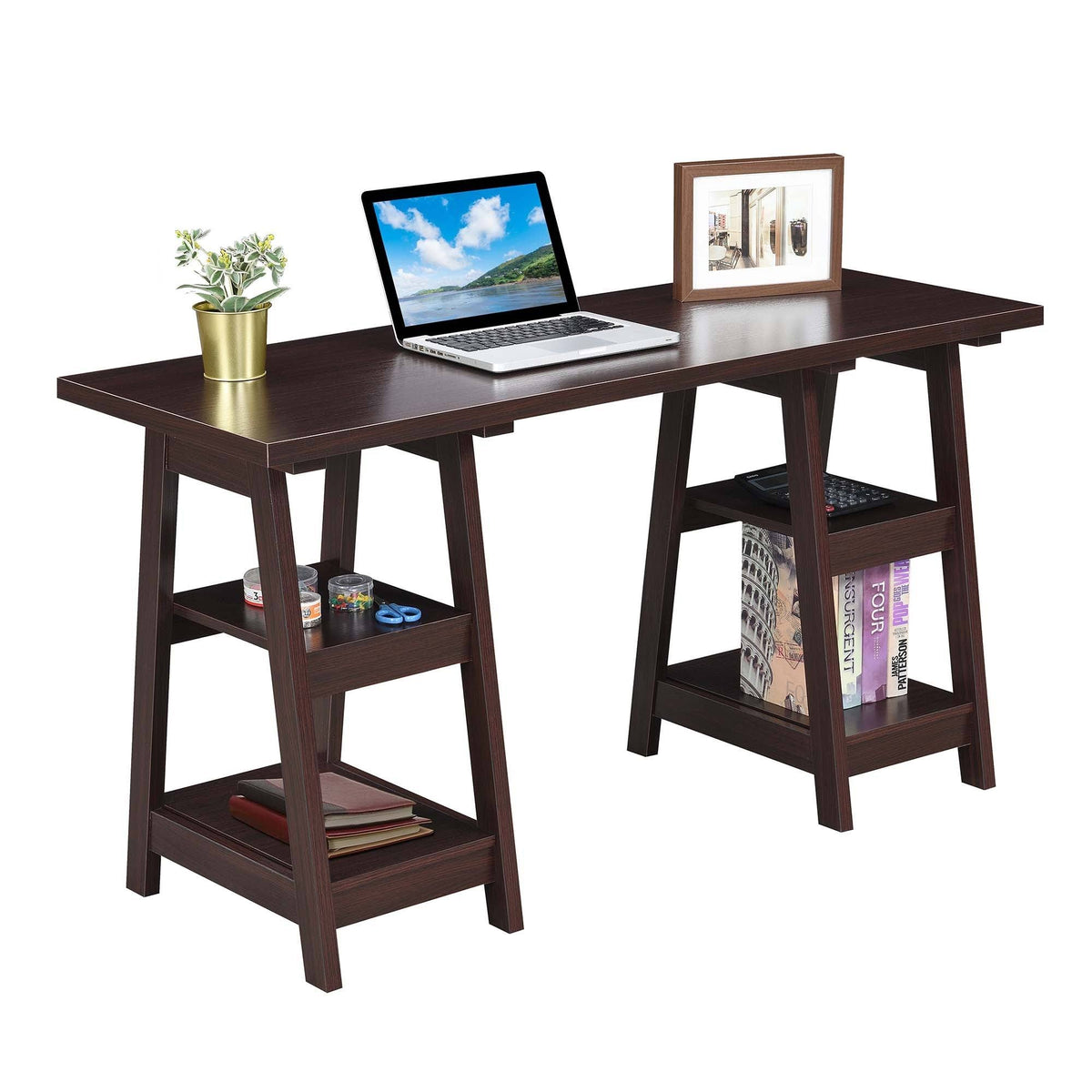 Pink Double Trestle Desk Q96723