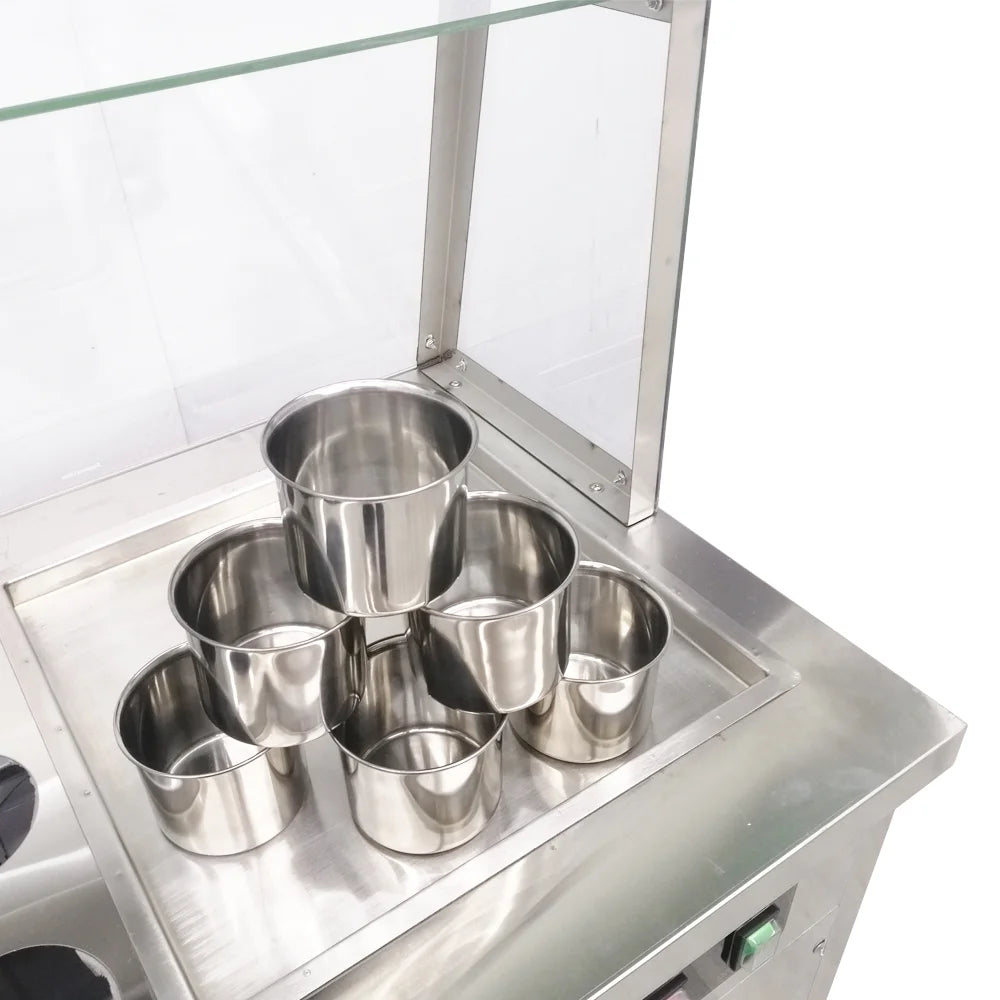 Commercial Flat Pan Fried Ice Cream Roll Machine with 6 Tanks K72979