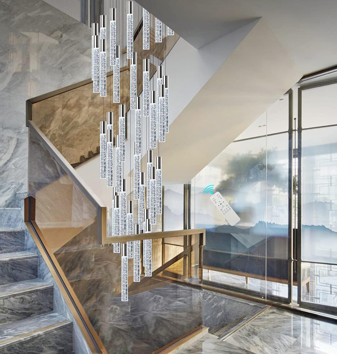 24-Lights Silver Chrome Modern Dimmable Crystal Chandelier Q77426