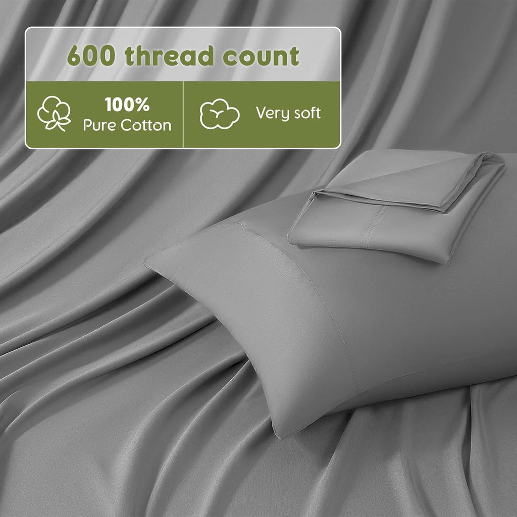 King Size 4 PC Cotton Sateen Bed Sheet Set with 16" Deep Pocket O80551