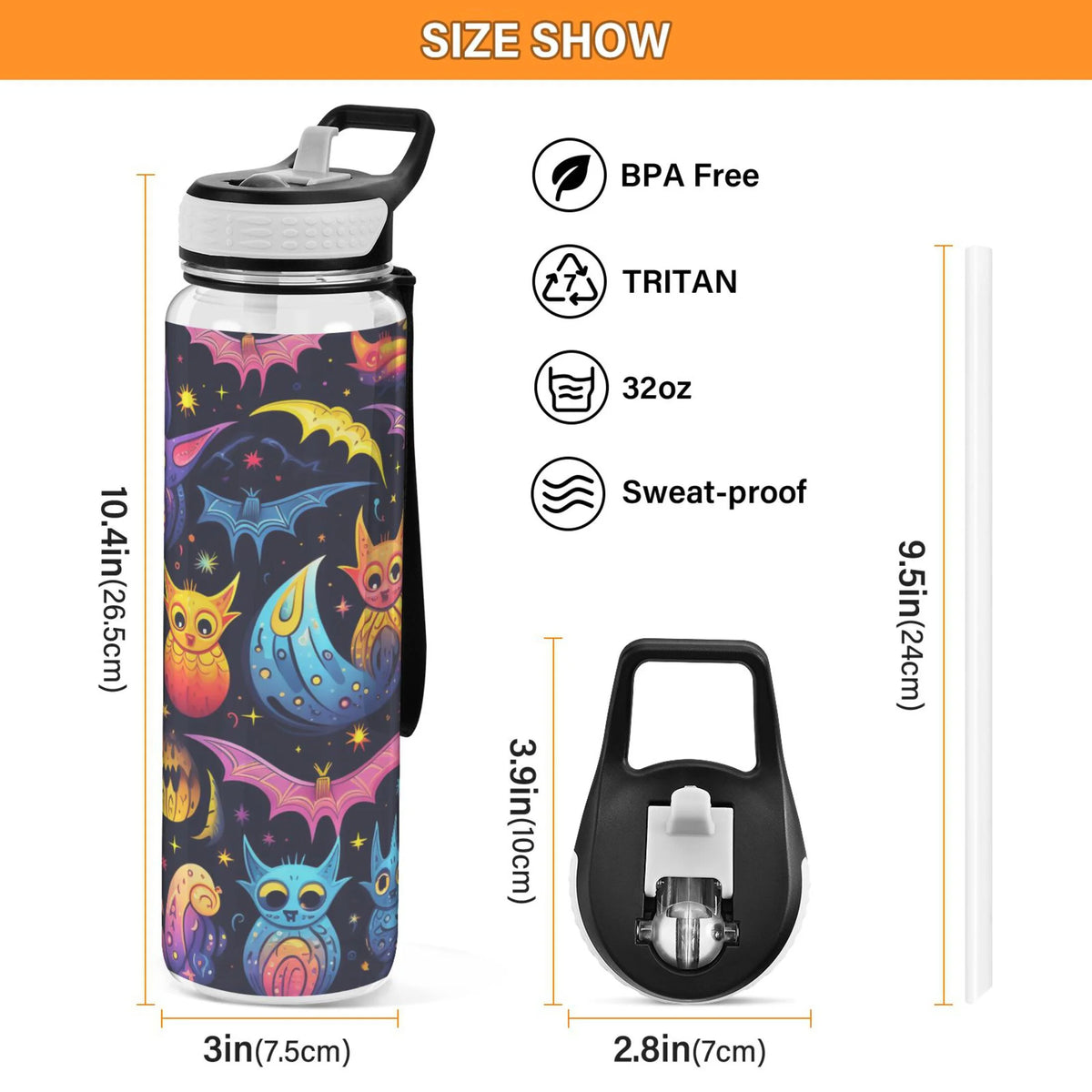 Clear 32oz Triton Sports Water Bottle with Straw A6778