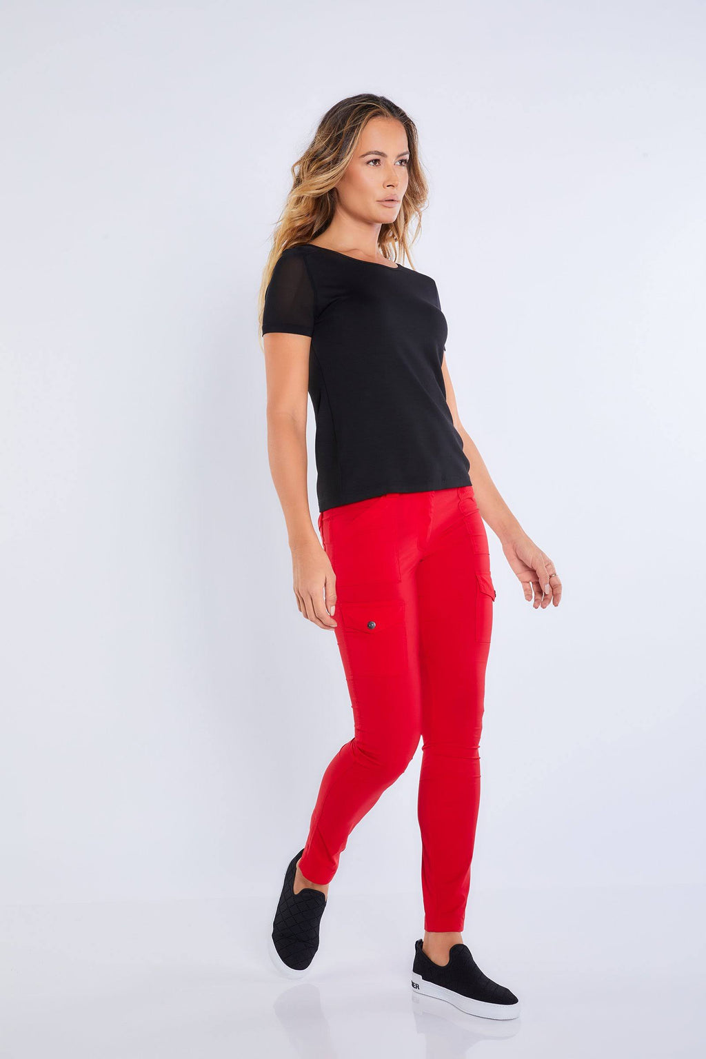 Red Slim Fit Cargo Pants S33658