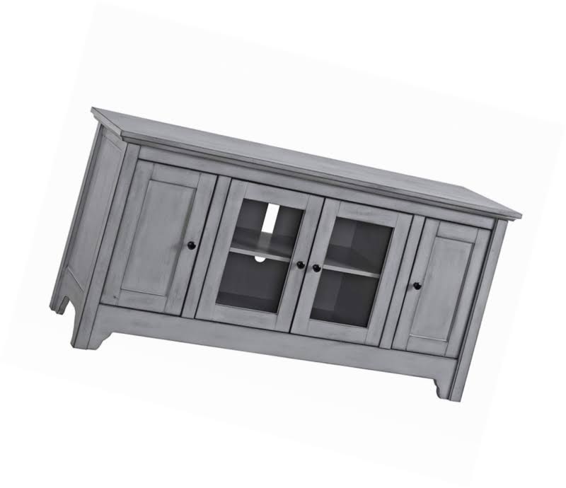 Antique Grey Wood TV Media Stand Storage Console R41470