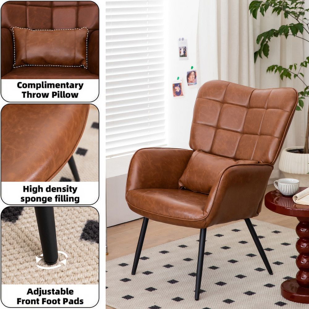 Bonded Leather High Back Accent Chair with Metal Legs L458
